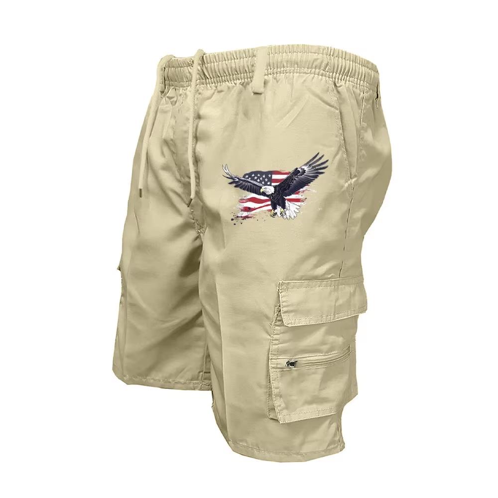Summer Clothing Work - กางเกงขาสั้นคาร์โก้ชาย ปี 2026 เอวยางยืด กางเกงปั่นจักรยาน กระเป๋าหลายช่อง