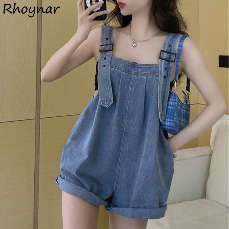 Summer Clothing Teens - S-5XL Rompers ผู้หญิงฤดูร้อนเสื้อผ้า Baggy DENIM Kawaii