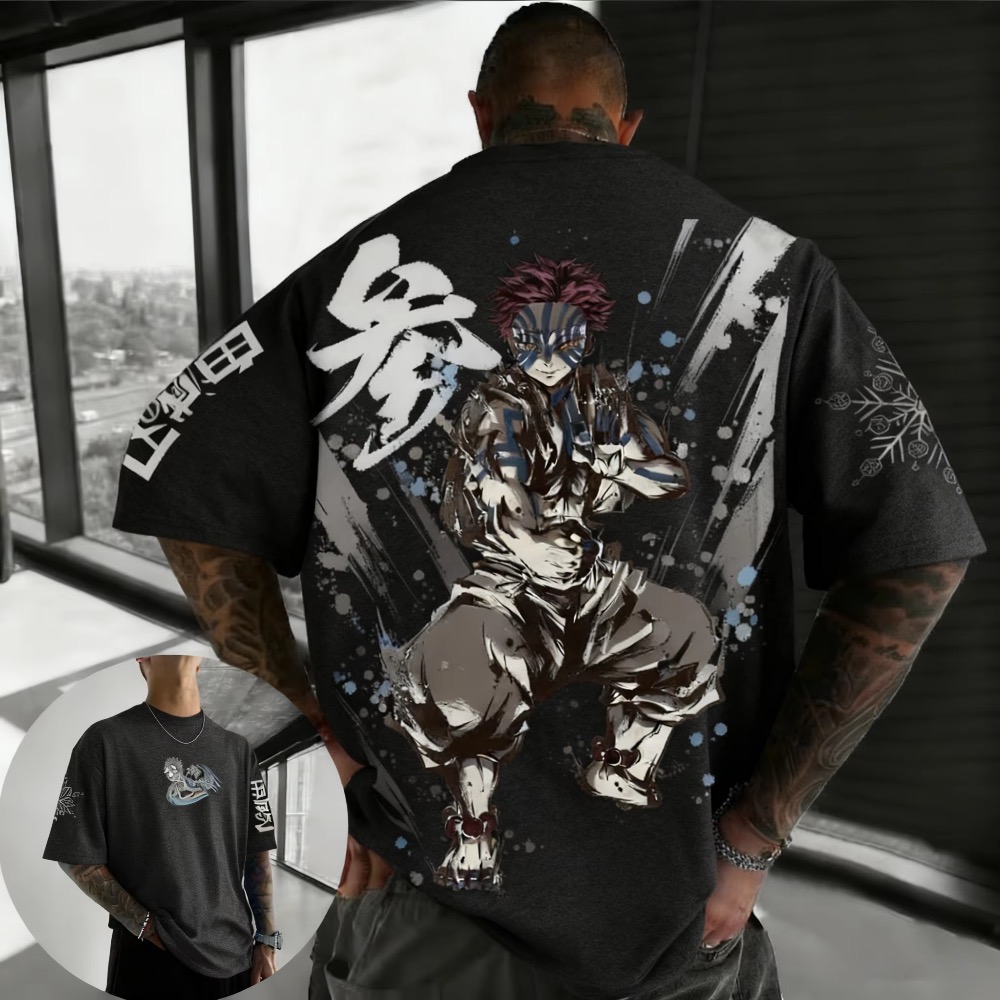 Summer Clothing Styles Men - เสื้อยืดลายอนิเมะ Demon Slayer ไซส์ใหญ่สำหรับฤดูร้อน ผู้ชาย ผู้หญิง