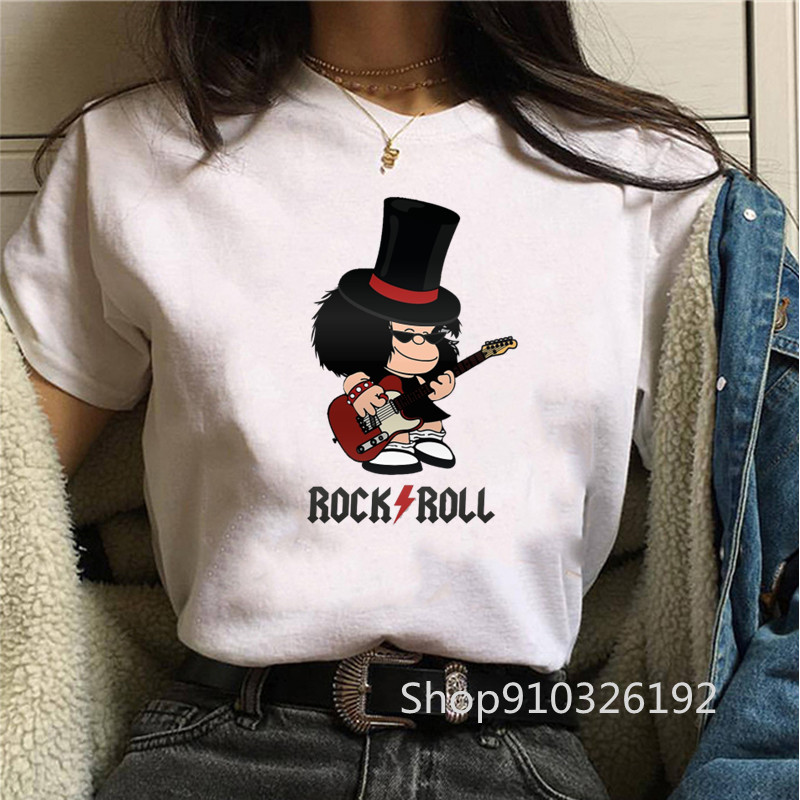 Summer Clothing Teens - เสื้อยืดร็อคโรลมาฟาลดาพิมพ์ลายการ์ตูนตลกสำหรับผู้หญิงเสื้อผ้าแฟชั่นเสื้อท่อนบนเสื้อเชิ้ตวัยรุ่นลำลองไซส์ใหญ่พิเศษสำหรับฤดูร้อน