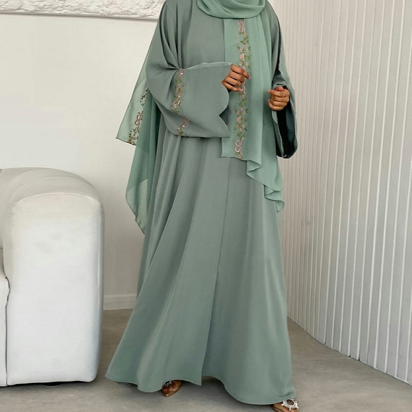 Summer Clothing Hijab - ผู้ผลิตอาบายะห์ดูไบ เสื้อผ้าอิสลาม อาบายะห์ ชุดเดรสผู้หญิง ปักลายด้านหน้า อาบายะห์และฮิญาบ