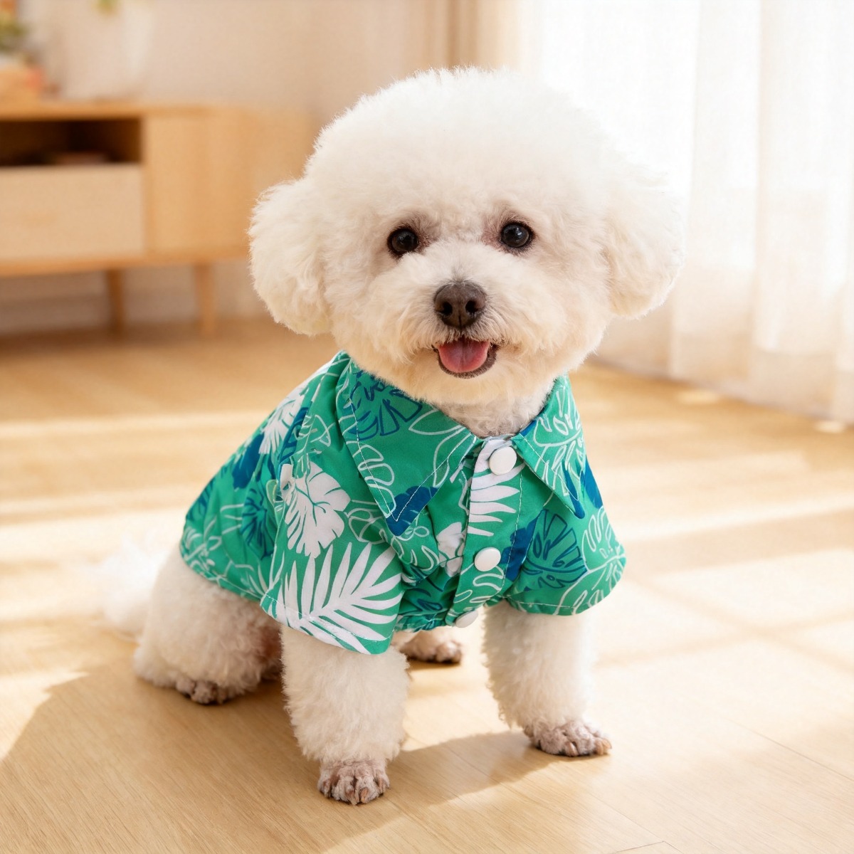 Summer Dog Clothing - เสื้อเชิ้ตลายดอกไม้สำหรับแมว ผ้าขนสัตว์ป้องกันไฟฟ้าสถิตย์ น้ำหนักเบาสำหรับฤดูใบไม้ผลิและฤดูร้อน สีน้ำเงินเปอร์เซียไล่เฉด เสื้อผ้าสำหรับสัตว์เลี้ยงสุนัขและแมว