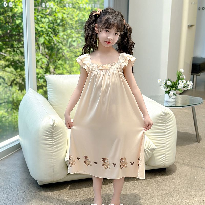 Summer Dresses Yours Clothing - ชุดนอนแขนกุดสไตล์เกาหลีสำหรับสาวๆ ผ้าไหมน้ำแข็ง ชุดเดรสใส่ออกนอกบ้าน สำหรับฤดูร้อนใหม่