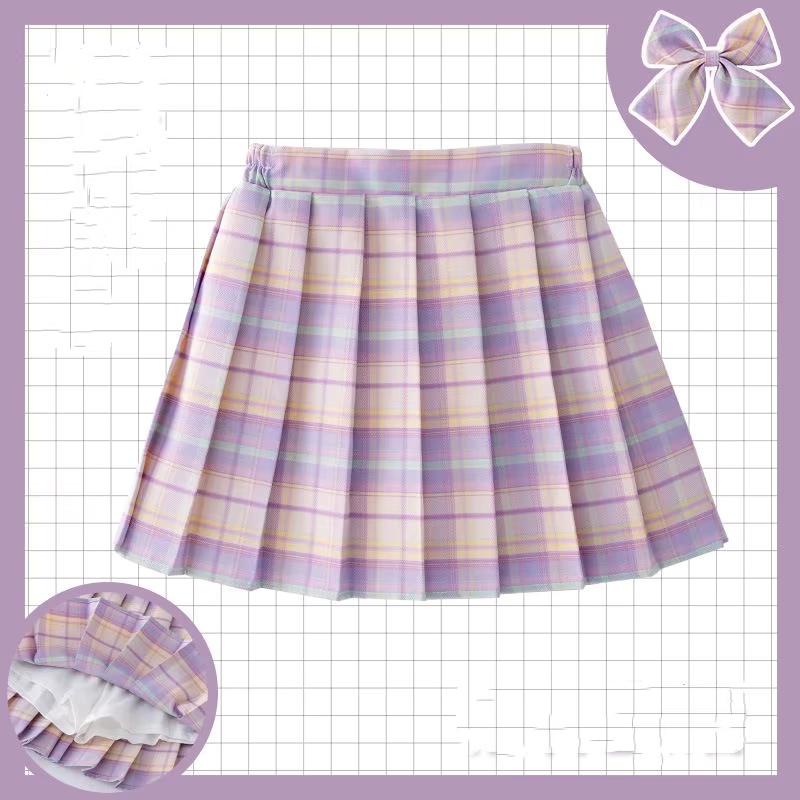 Summer Clothing Teen Girls - เด็ก Checkered กระโปรงเด็กสไตล์วิทยาลัยเสื้อผ้าฤดูใบไม้ผลิฤดูร้อนสาววัยรุ่นแฟชั่น JK ลายจีบกระโปรง +