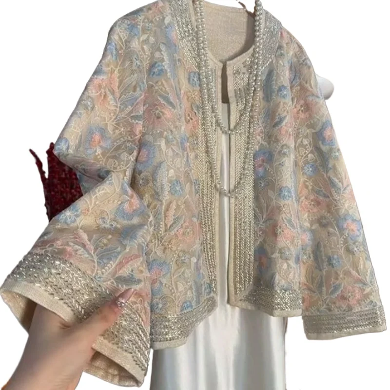 Summer Clothing Old Money - เสื้อแจ็คเก็ตผู้หญิงสไตล์จีนใหม่ ลายปักแจ็คการ์ดงานหนัก ดีไซน์หรูหราสไตล์ไฮเอนด์ แบบคลาสสิก