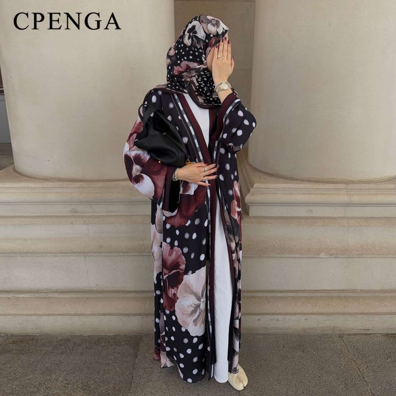 Summer Clothing Hijab - ชุดฮิญาบอาบายะลายดอกไม้และลายจุดสองชิ้นสำหรับฤดูร้อนปี 2026 สำหรับสตรีชาวมุสลิม ชุดสำหรับวันหยุดรอมฎอน เสื้อคลุมสไตล์อิสลามแบบตุรกี