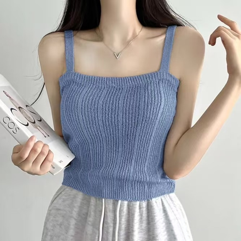 Summer Clothing Teens - ถัก Cami Top สําหรับผู้หญิงวัยรุ่นสาว Pastel แขนกุด