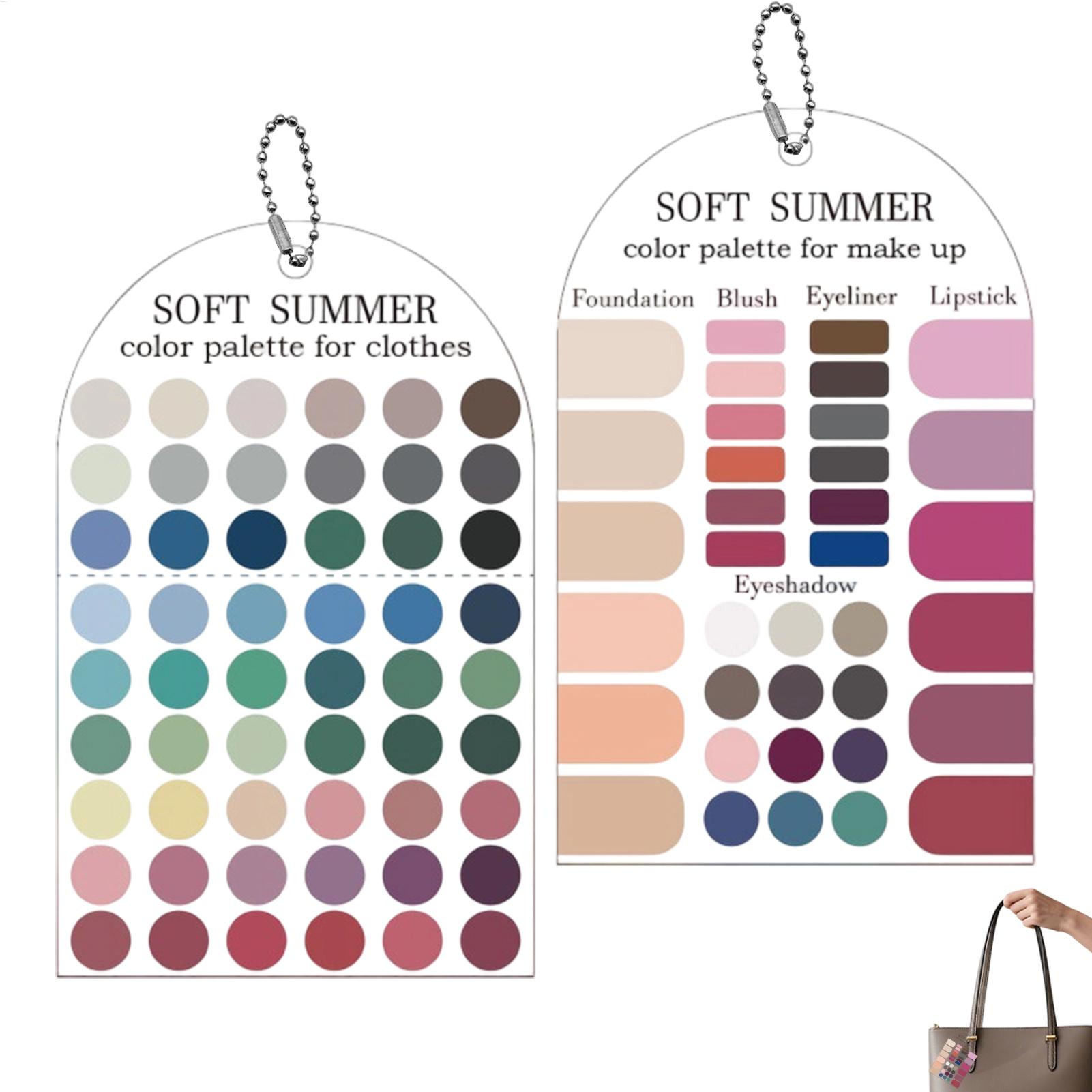 Summer Clothing Palette - การ์ดสีฤดูร้อน 2 ชิ้น คู่มือการจับคู่สีอะคริลิกสำหรับเสื้อผ้า ลิปสติก และอายแชโดว์