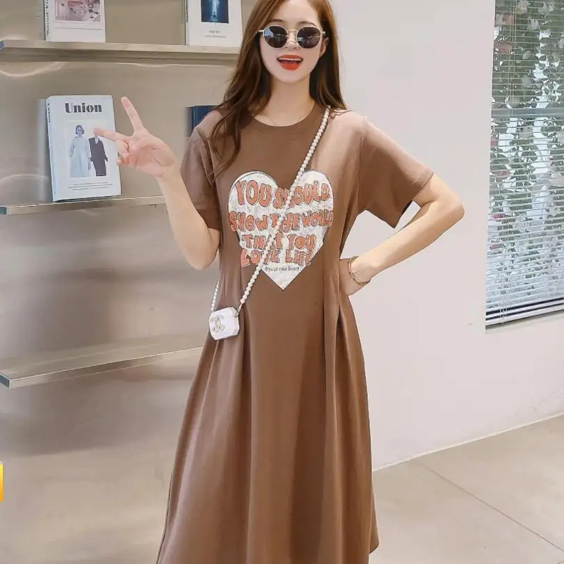ชุดเดรสลำลองคอกลมแขนสั้นลายพิม - Summer Dresses Yours Clothing บทวิจารณ์และราคา