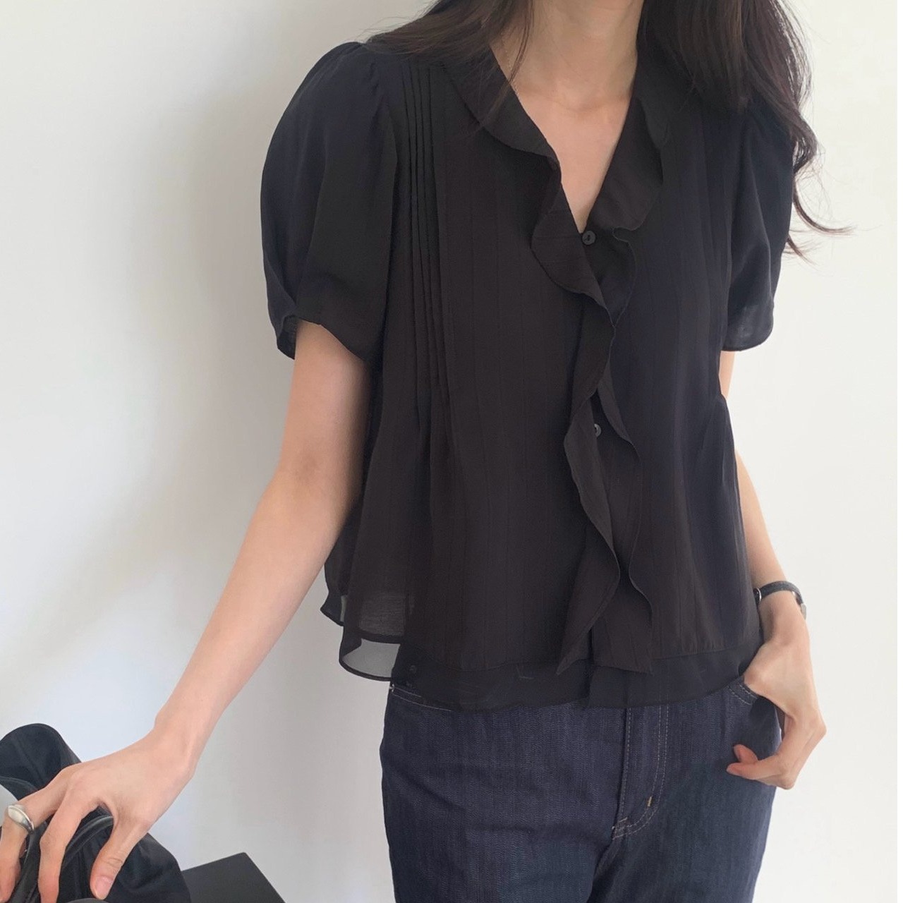 เสื้อเบลาส์สไตล์เกาหลี แขนสั้น - Summer Clothing Old Money บทวิจารณ์และราคา