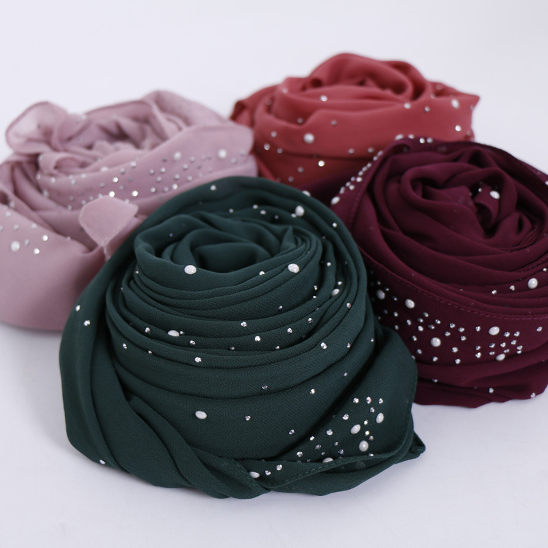 ใหม่ธรรมดาเพชรลูกปัดฟองชีฟอง I - Summer Clothing Hijab บทวิจารณ์และราคา
