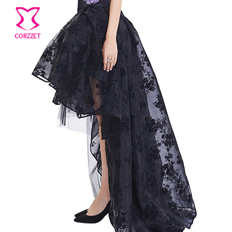ดอกไม้สีดำชีฟองด้านหน้าสั้นกลั - Summer Victorian Clothing บทวิจารณ์และราคา