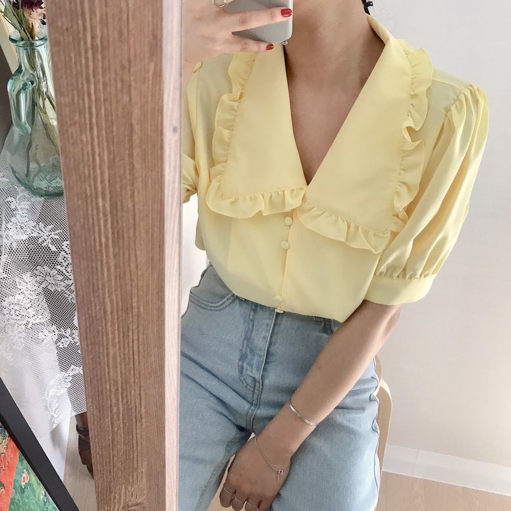 ผู้หญิงเสื้อ Ruffles ของแข็งเส - Summer Clothing Teens บทวิจารณ์และราคา