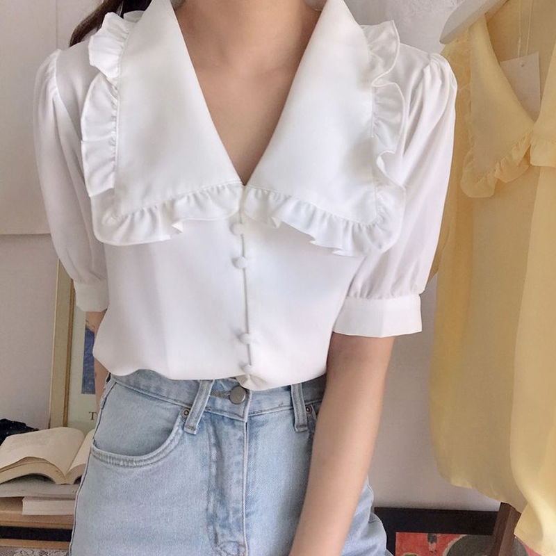 ผู้หญิงเสื้อ Ruffles ของแข็งเส - Summer Clothing Teens บทวิจารณ์และราคา