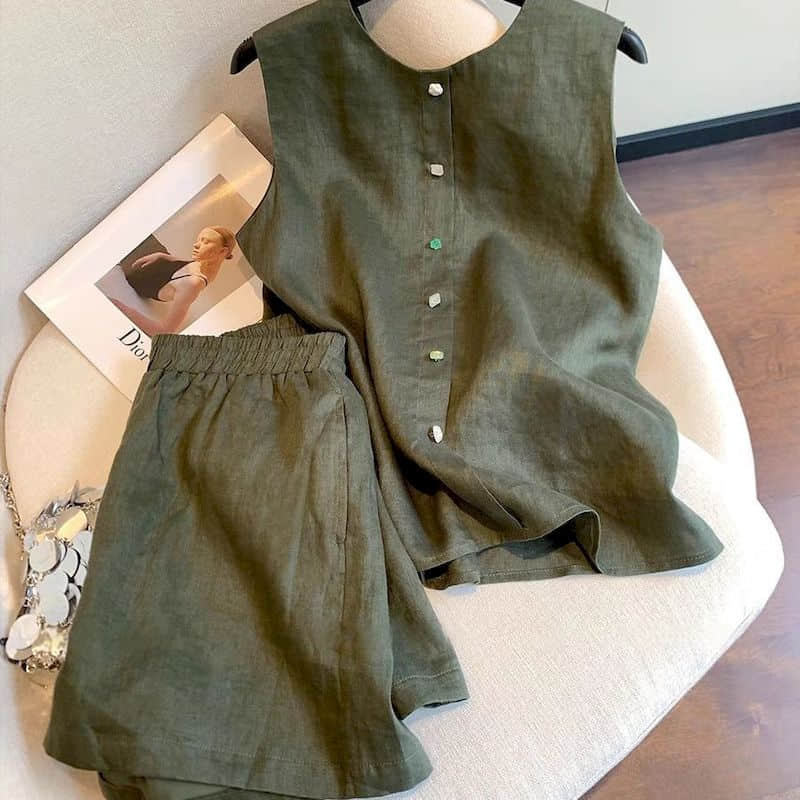 ชุดเซ็ตเสื้อกล้ามคอวีสไตล์ Old - Summer Clothing Old Money บทวิจารณ์และราคา
