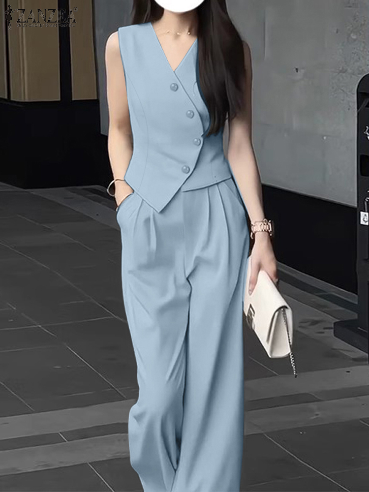 Zanzea ชุดกางเกงขากว้าง2ชิ้นสำ - Summer Clothing Work บทวิจารณ์และราคา