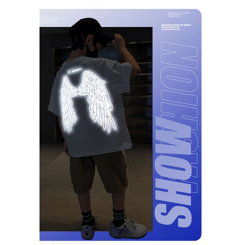 เสื้อยืดแขนสั้นผ้าฝ้ายลายปีกสะ - Summer Clothing Teens บทวิจารณ์และราคา