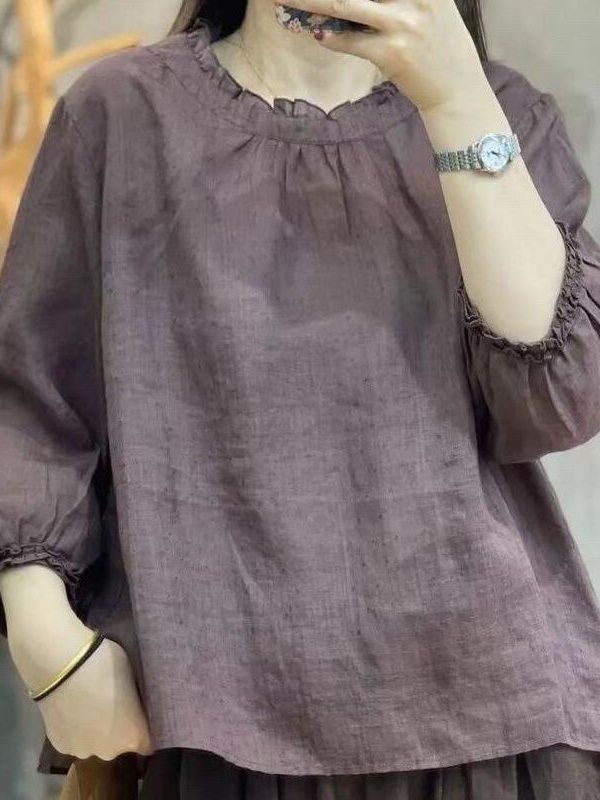 เสื้อเชิ้ตผ้าฝ้ายลินินแขนเก้าส - Summer Clothing Old Money บทวิจารณ์และราคา