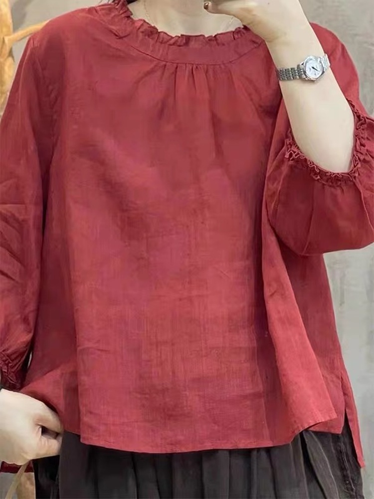 เสื้อเชิ้ตผ้าฝ้ายลินินแขนเก้าส - Summer Clothing Old Money บทวิจารณ์และราคา