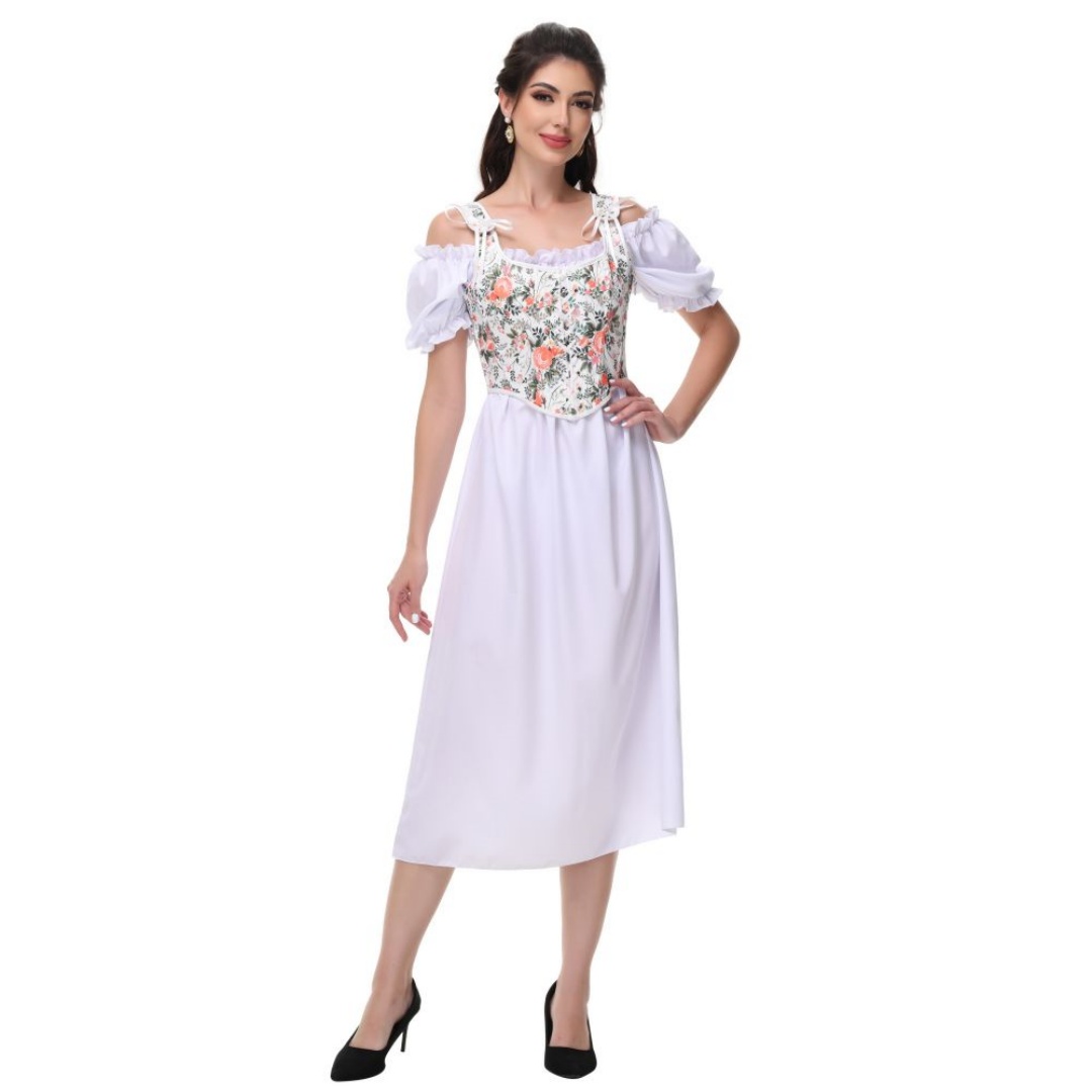 ฤดูร้อนผ้าฝ้ายสีขาว Slash คอโค - Summer Victorian Clothing บทวิจารณ์และราคา