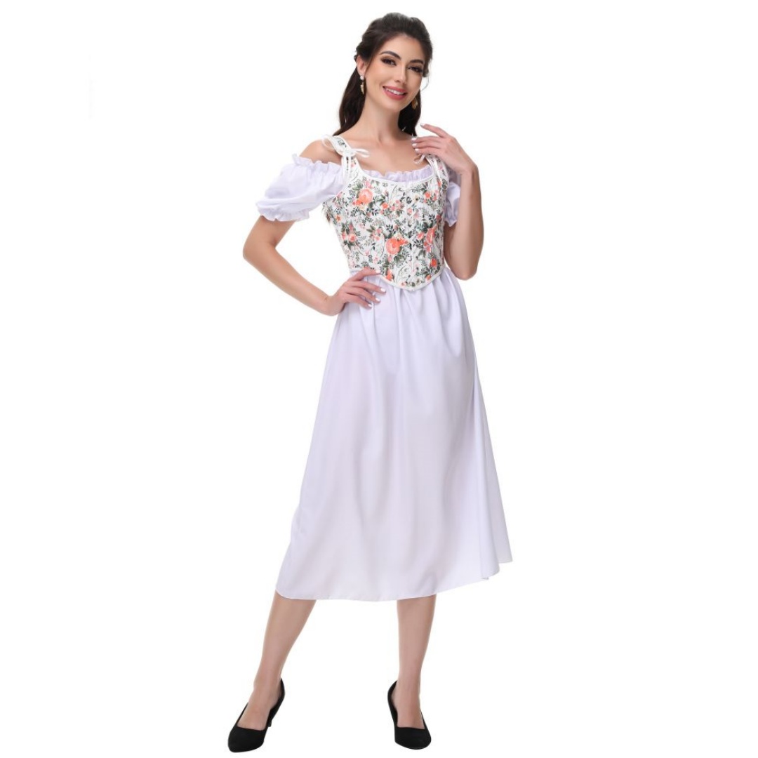 ฤดูร้อนผ้าฝ้ายสีขาว Slash คอโค - Summer Victorian Clothing บทวิจารณ์และราคา