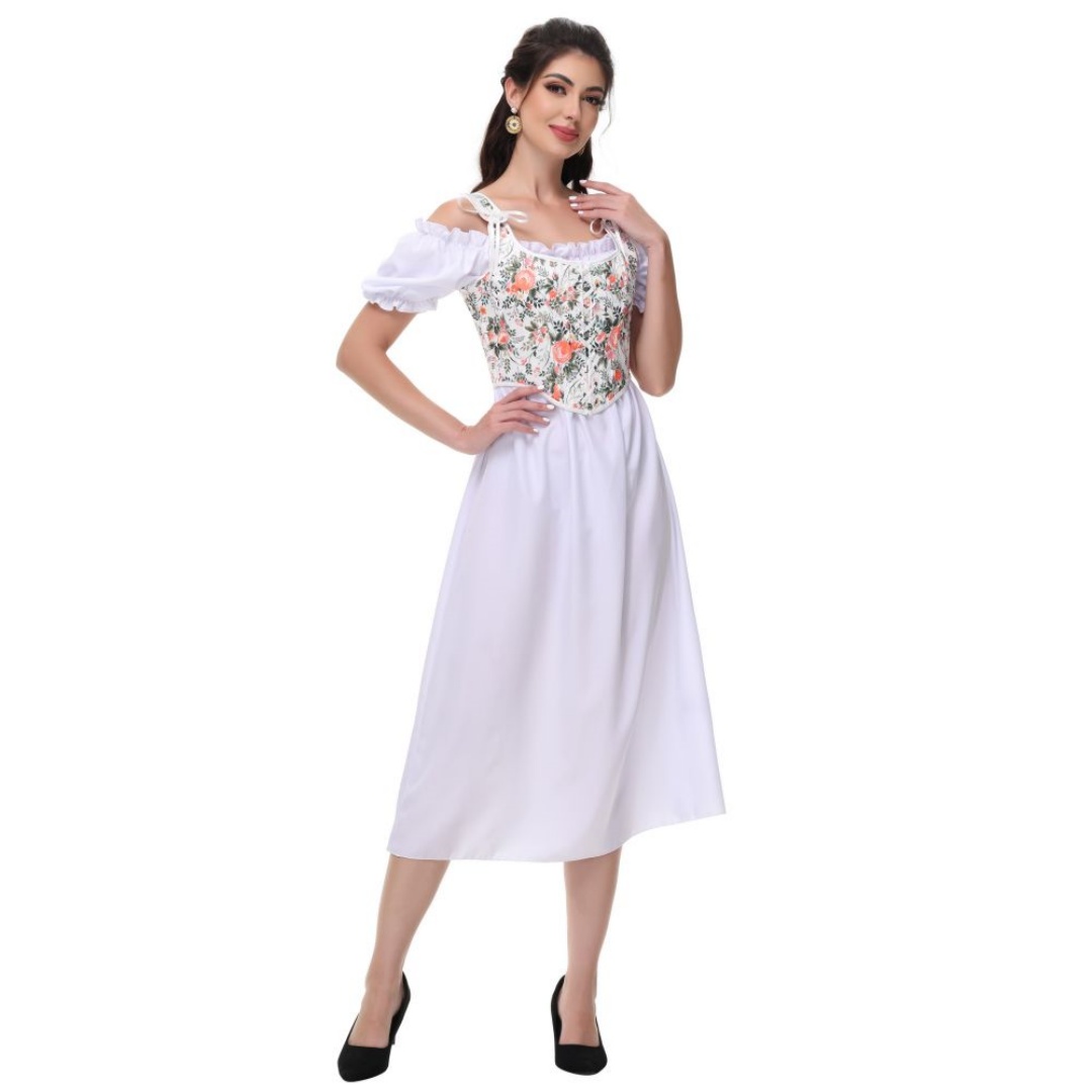 ฤดูร้อนผ้าฝ้ายสีขาว Slash คอโค - Summer Victorian Clothing บทวิจารณ์และราคา