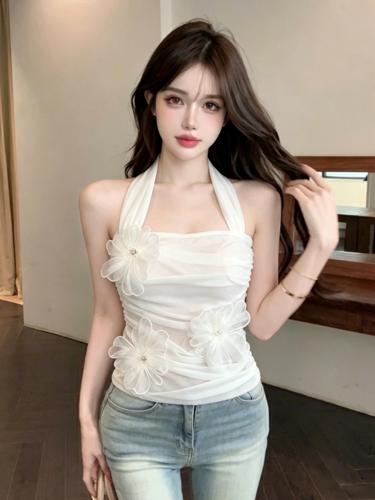 เสื้อกั๊กคอวีดีไซน์กลีบดอกไม้  - Summer Clothing Work บทวิจารณ์และราคา