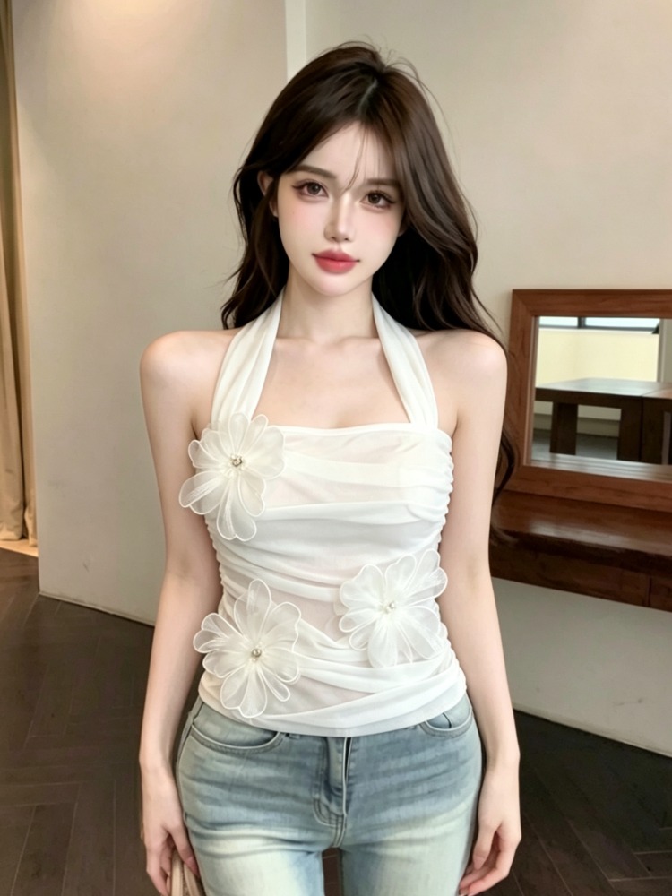 เสื้อกั๊กคอวีดีไซน์กลีบดอกไม้  - Summer Clothing Work บทวิจารณ์และราคา